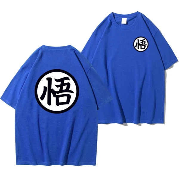 Men's oversized Son Goku anime t-shirt in cotton - casual short sleeve Harajuku style tee for Dragon Ball Z fans.