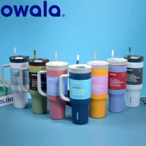 Owala Free Sip insulated stainless steel water bottle in multiple colors and sizes.