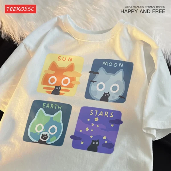 Sun Moon Earth Cat T-Shirt