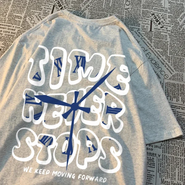 Men's "Time Never Stops" Breathable Summer Cotton T-Shirt