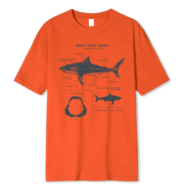 Men's white Great White Shark anatomy t-shirt
