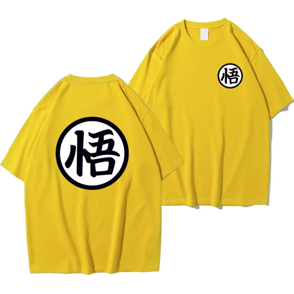 Men's oversized Son Goku anime t-shirt in cotton - casual short sleeve Harajuku style tee for Dragon Ball Z fans.