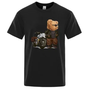 Funny motorcycle teddy bear sunglasses t-shirt