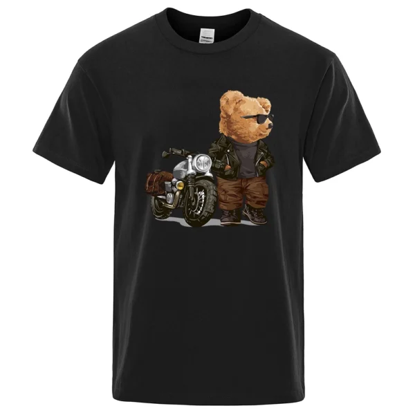 Funny motorcycle teddy bear sunglasses t-shirt