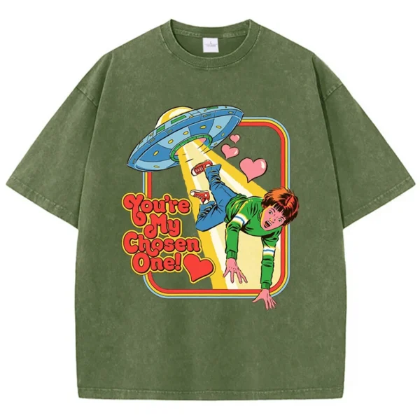 Woman wearing a "Chosen One" washed
