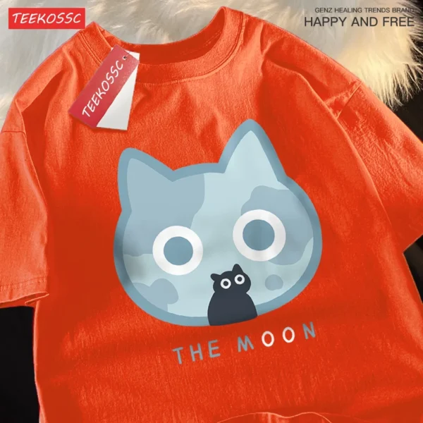 Matching blue Moon Cat t-shirts for siblings