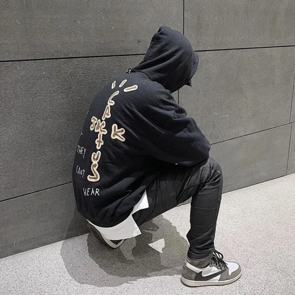 Black Retro Cactus Jack Fleece Hoodie