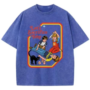 Women's O-neck summer t-shirt featuring a humorous cartoon graphic print design.
