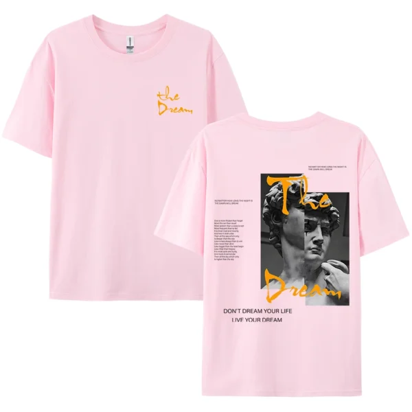 Man wearing the 'Live Your Dream' quote graphic tee in 100% cotton