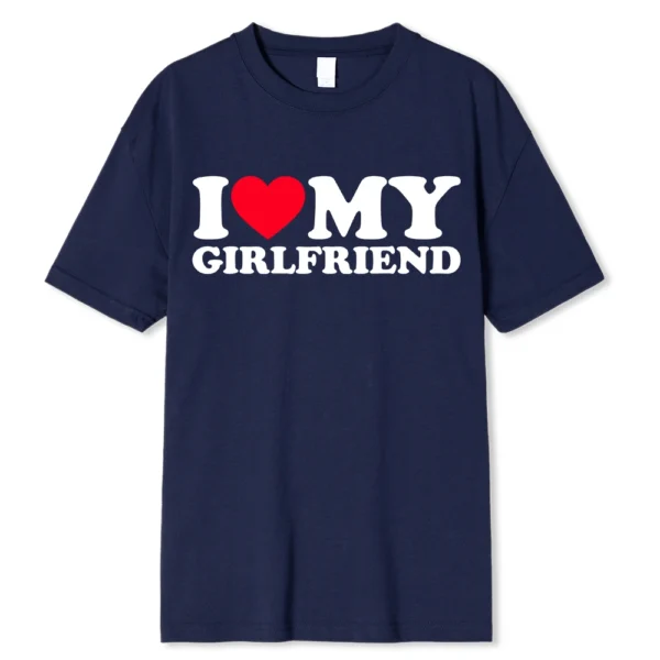 Funny couple t-shirt with 'I Love My BF/GF So Stay Away' message printed on the front.