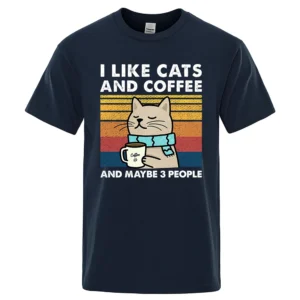 Men's funny cat & coffee graphic t-shirt