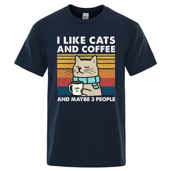 Men's funny cat & coffee graphic t-shirt