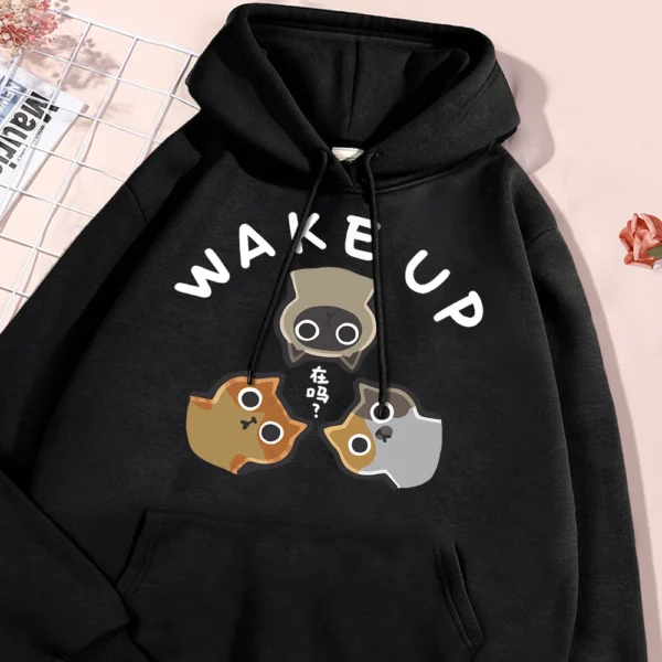 Wake Up 3 Onlookers of Cats Fleece Hoodie
