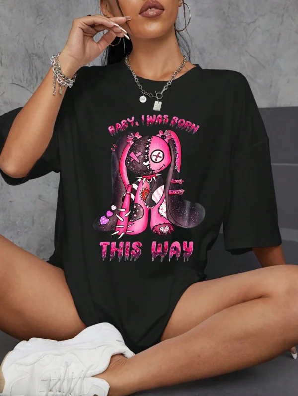 Cute rabbit print t-shirt for women