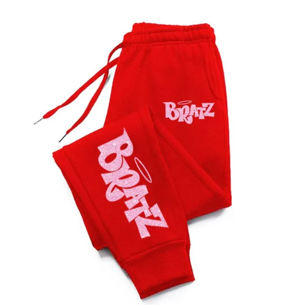Unisex sweatpants in pink featuring a Bratz character print