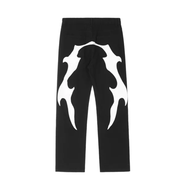 Men's baggy retro embroidered hip hop jeans.