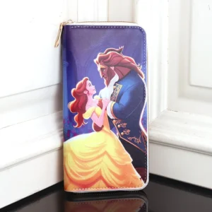 Official Disney Beauty and the Beast zip-around wallet purse showing themed design - holds cards & coins securely.