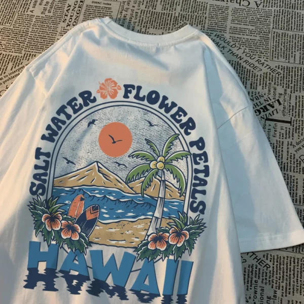 Salt Water Flower Petals Hawaiian T-Shirt for Men and Women