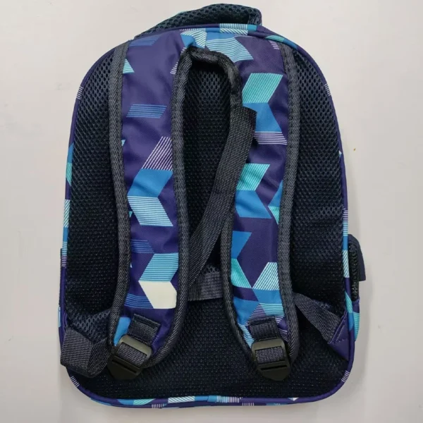 MINISO Spider-Man kids school backpack in blue and red with matching character pencil case attached.