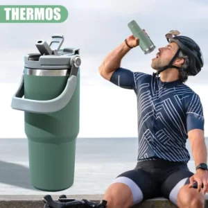 Silver Tyeso stainless steel vacuum insulated thermos bottle with a secure leakproof lid