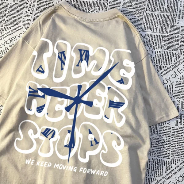 Men's "Time Never Stops" Breathable Summer Cotton T-Shirt