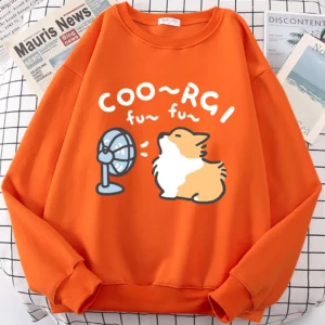 Cute Windblown Corgi design on a unisex crewneck sweatshirt.