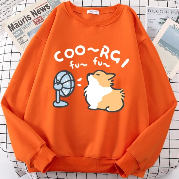 Cute Windblown Corgi design on a unisex crewneck sweatshirt.