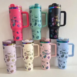 MINISO Disney Stitch 40oz insulated stainless steel tumbler in blue