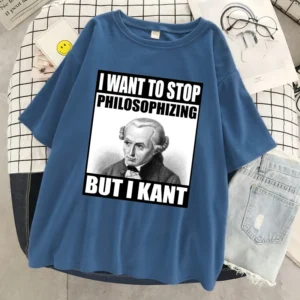 Woman wearing funny Kant philosophy meme t-shirt | Soft casual women's tee