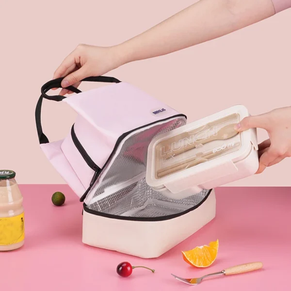 portable cooler tote made of Oxford cloth for school or office use.