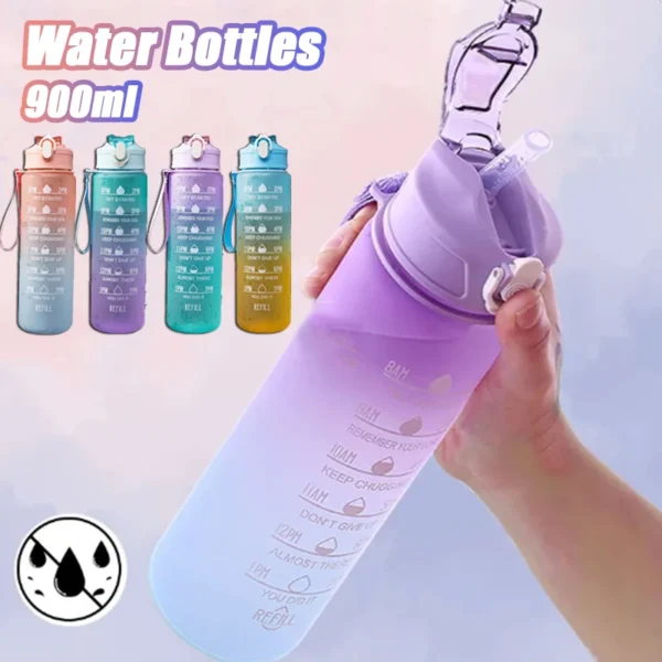 900ML motivational water bottle with time marker