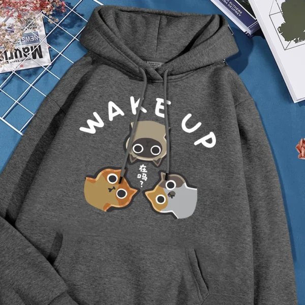 Wake Up 3 Onlookers of Cats Fleece Hoodie