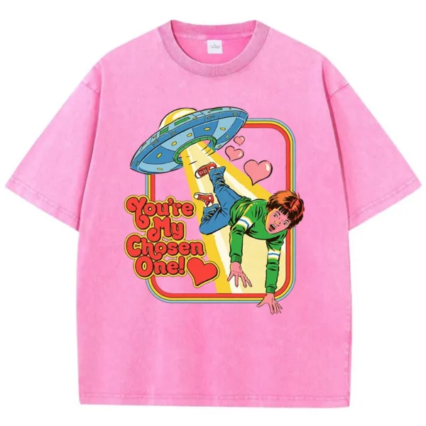Woman wearing a "Chosen One" washed