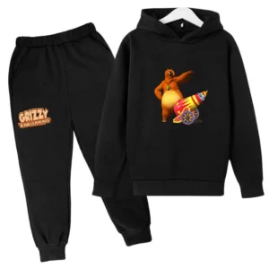 Grizzy and The Lemmings kids cartoon tracksuit set with hoodie and pants for boys and girls ages 3-13.