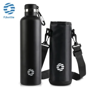 FEIJIAN 1L silver stainless steel vacuum insulated water bottle with leak-proof cap.