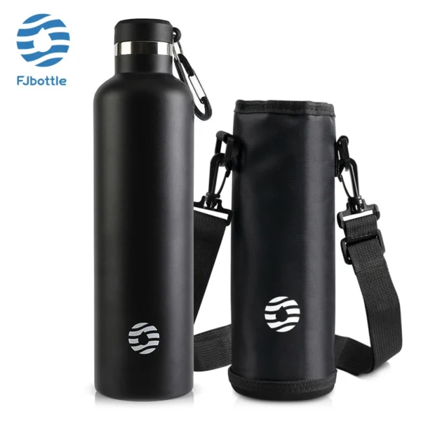 FEIJIAN 1L silver stainless steel vacuum insulated water bottle with leak-proof cap.