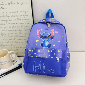 Blue Stitch character kids backpack with large cartoon eyes