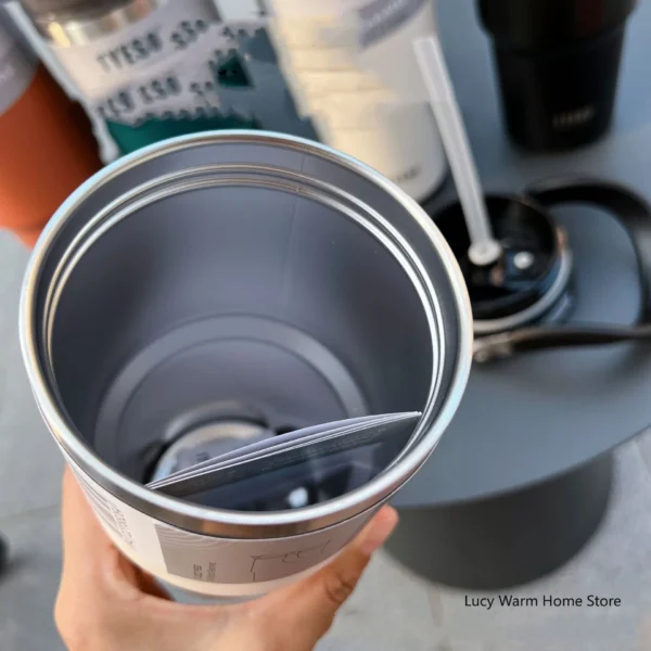 Tyeso vacuum insulated stainless steel travel mug for hot and cold drinks.