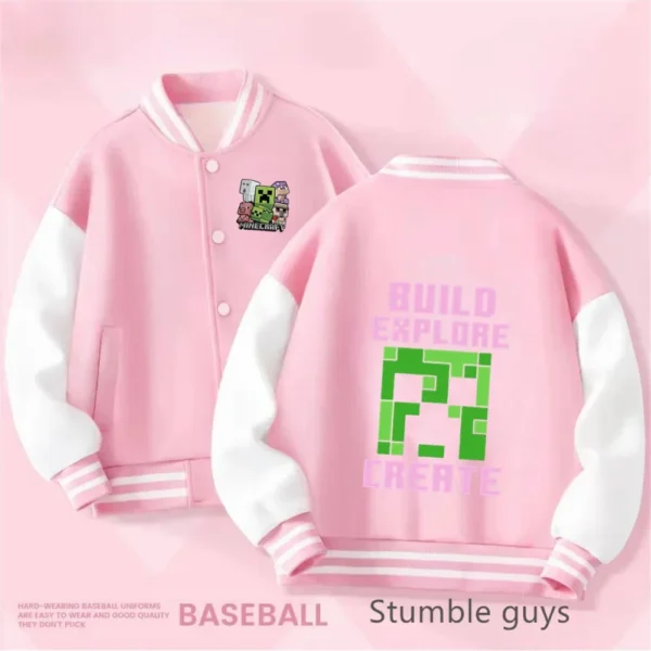 Kids Minecraft zipper hoodie sweatshirt with colourful cartoon print design