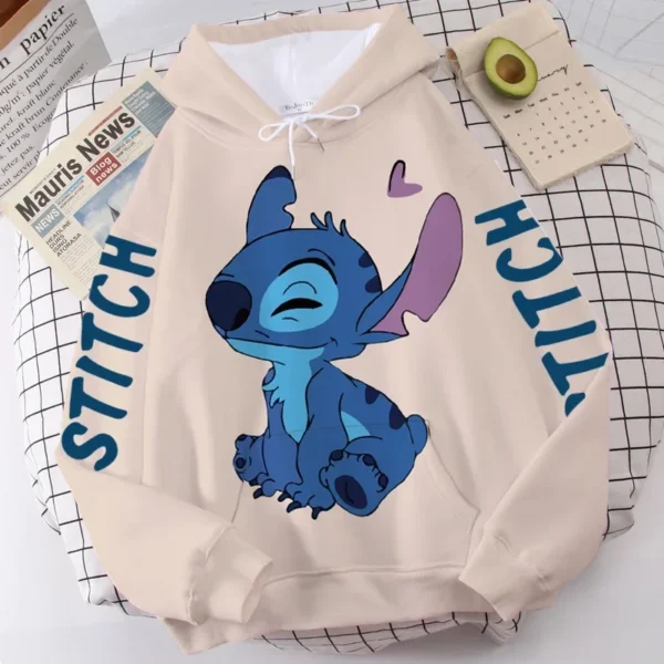 Disney hoodie featuring cute cartoon graphic of Stitch and Angel. Unisex pullover style with front pocket.