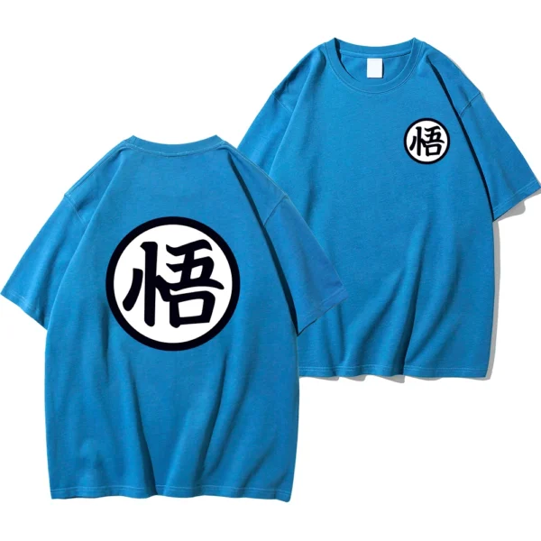 Men's oversized Son Goku anime t-shirt in cotton - casual short sleeve Harajuku style tee for Dragon Ball Z fans.