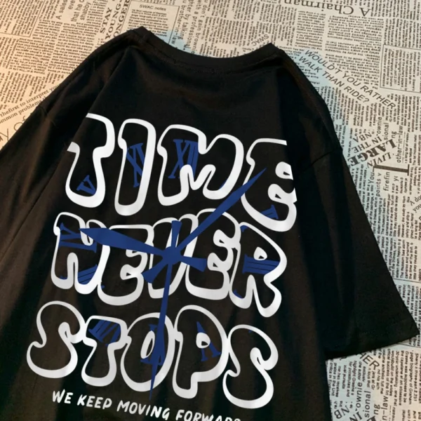Men's "Time Never Stops" Breathable Summer Cotton T-Shirt