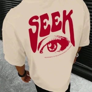 Seek Anticipated Gaze Men's Breathable Cotton T-Shirt - Loose Fit Summer Tee