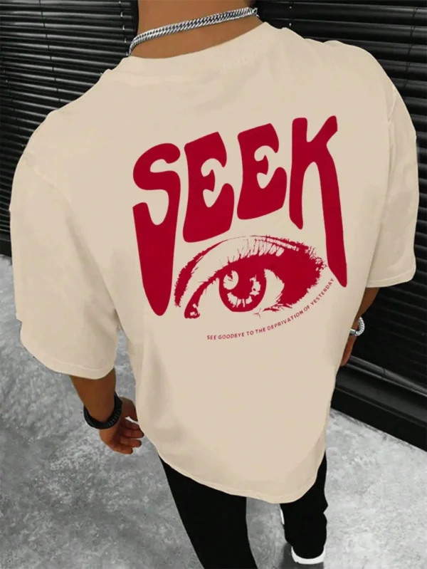 Seek Anticipated Gaze Men's Breathable Cotton T-Shirt - Loose Fit Summer Tee