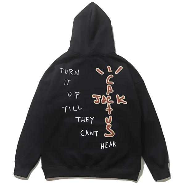 Black Retro Cactus Jack Fleece Hoodie