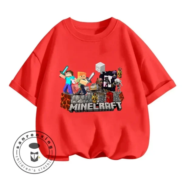 Cute girls t-shirt with colourful pixel art block-style graphic