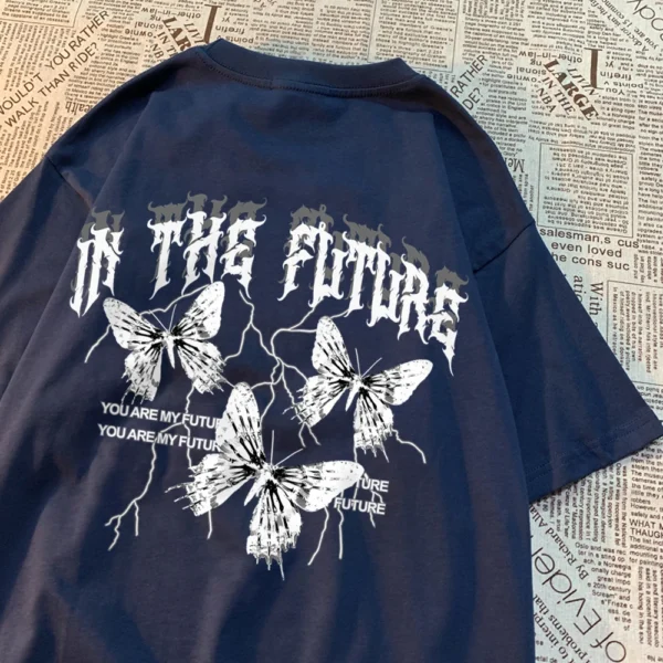 Dark butterfly graphic t-shirt for couples