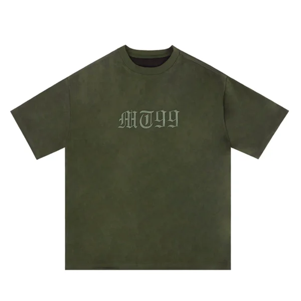 Embroidered suede t-shirt