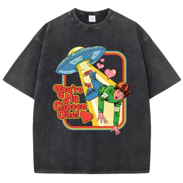 Woman wearing a "Chosen One" washed
