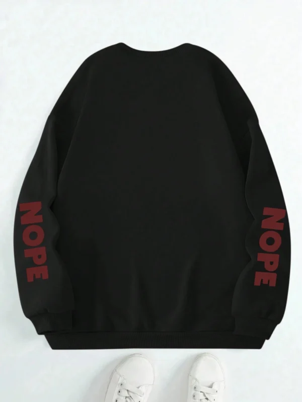 Warm fleece hoodie for women with 'Nope Not Today' cartoon cat graphic print on the front.